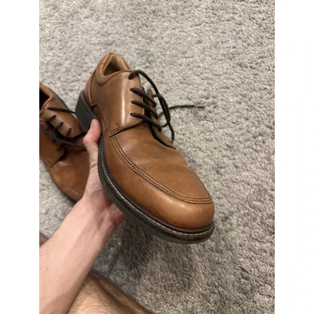 Ecco Holton Mens Size EU 45 US 11 Brown Leather Slip On Apron Toe Loafers Shoes